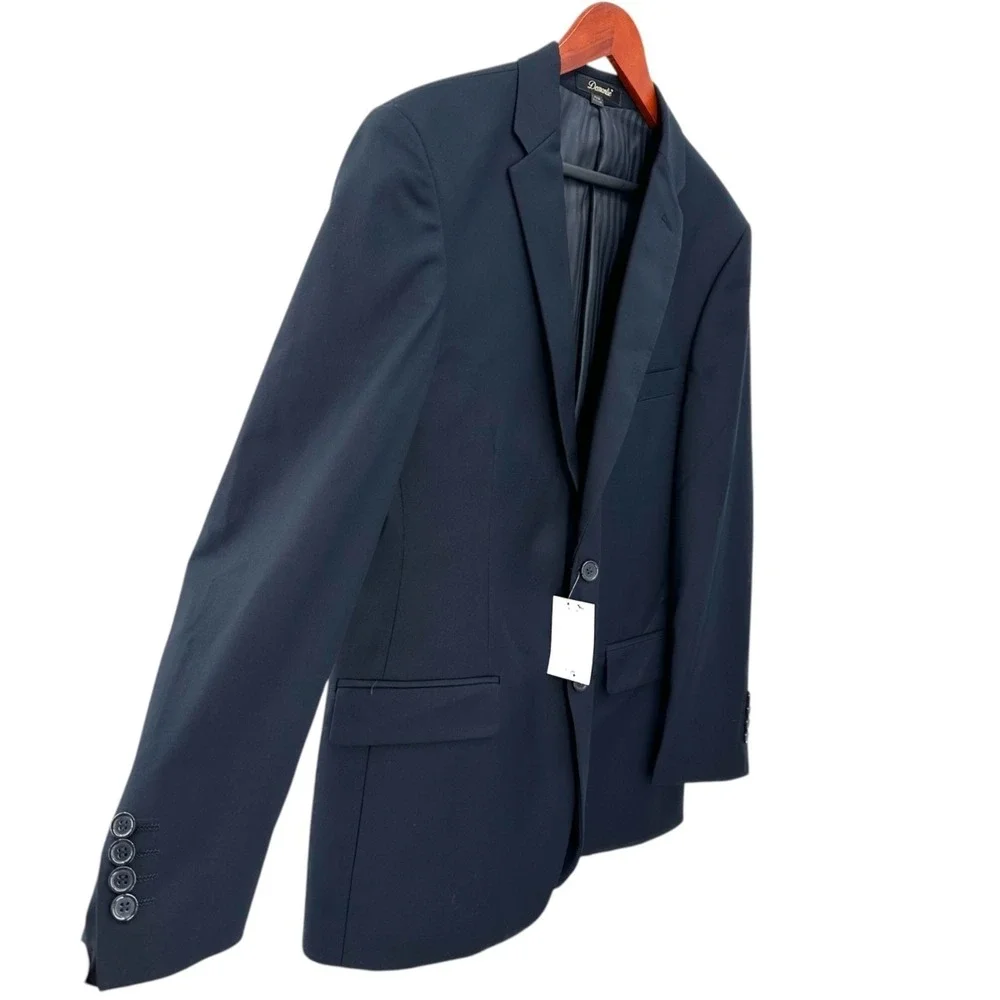 Demantie‎ 2-Button Suit Jacket Men's 40R Navy Blue Single Breasted Blazer NWT